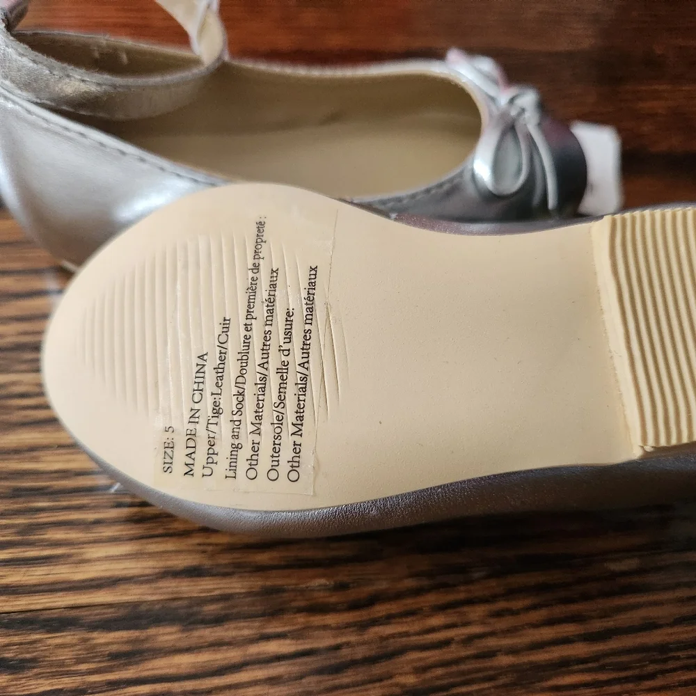 Janie and Jack Metallic Ankle Strap Bow Ballet Flat